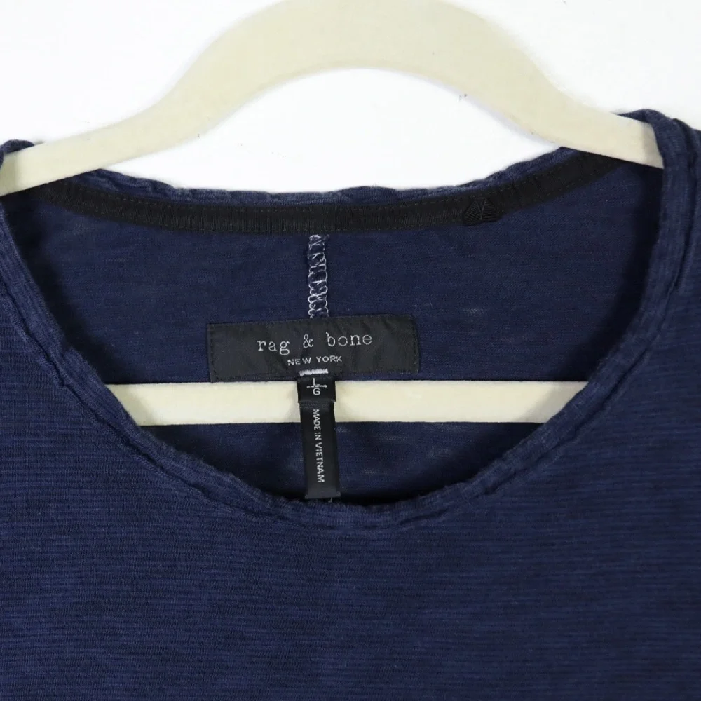 Rag & Bone Navy Blue Linen Cotton Blend Short Sleeve Shirt - Picture 4 of 4